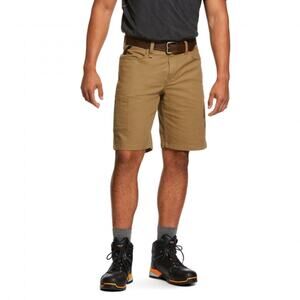 Ariat Rebar Tough Durastretch Work Shorts Utility Pockets Cotton Khaki Tan 36R
